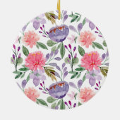 Taufdatum Christlicher Lila Blumenbezug Keramik Ornament (Hinten)