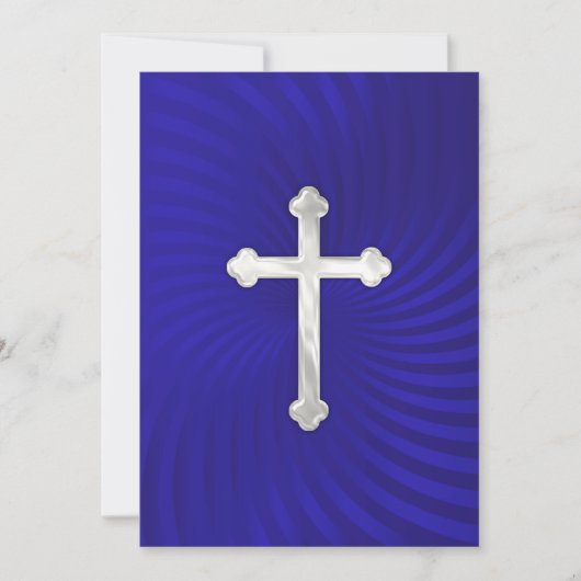 Taufe 1. Kommunion Bestätigung Blue Pearl Einladung (Vorderseite)