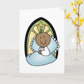 Taufe Afroamerikanischer Baby Boy Karte (Gelbe Blume)