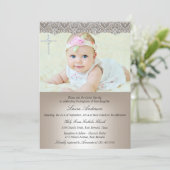 Taufe am Spitzen-Kreuz - Einladung (Stehend Vorderseite)