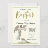 Taufe Angel mit Baby Girl Einladung (Vorderseite)