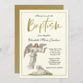 Taufe Angel mit Baby Girl Einladung (Vorne/Hinten)