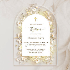 Taufe Aquarellblumen, gelb Acryleinladungen