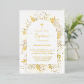 Taufe Aquarellblumen, gelb Folieneinladung (Stehend vorne)