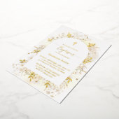 Taufe Aquarellblumen, gelb Folieneinladung (Gedreht)