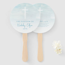 Taufe Aquarellfarben Pastellblauer Handfans