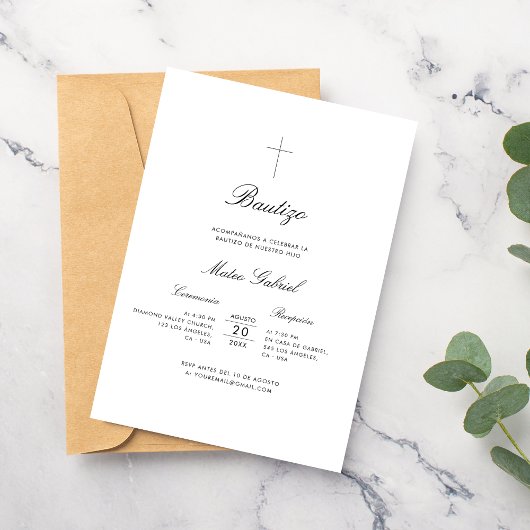 Taufe auf Spanisch Elegante Invitación de Bautizo Einladung