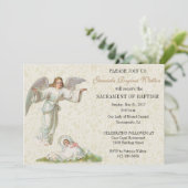Taufe Baby Angel Vintage Einladung (Stehend Vorderseite)