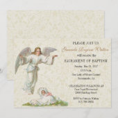 Taufe Baby Angel Vintage Einladung (Vorne/Hinten)