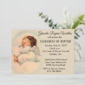 Taufe Baby Angel Vintage Einladung (Stehend Vorderseite)