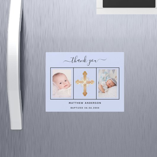 Taufe Baby Blue Foto danke Magnet