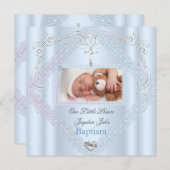 Taufe Baby Boy Blue Christening Cross Prince 2 Einladung (Vorne/Hinten)