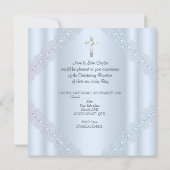 Taufe Baby Boy Blue Christening Cross Prince 2 Einladung (Rückseite)