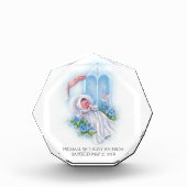 Taufe Baby Boy Blue Flowers Cross Fotoblock (Vorderseite)