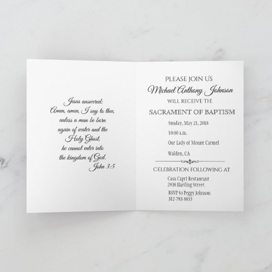 Taufe Baby Boy Blue Flowers Einladungskarte (Innenseite)