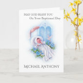 Taufe Baby Boy Blue Rose Kreuz katholisch Karte (Gelbe Blume)