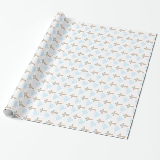 Taufe Baby Boy Blue Wrapping Paper Geschenkpapier (Ungerollt)