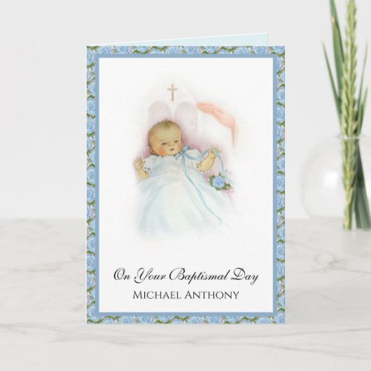 Taufe Baby Boy Christening Religious Karte (Vorderseite)