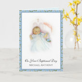 Taufe Baby Boy Christening Religious Karte (Gelbe Blume)