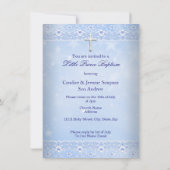 Taufe Baby Foto von Boy Blue Lace Einladung (Rückseite)