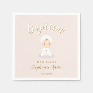 Taufe Baby Girl mit Bonnet Serviette