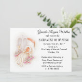 Taufe Baby Girl Pink Blume Einladung (Stehend Vorderseite)