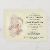 Taufe Baby Girl Pink Blume Einladung (Vorne/Hinten)