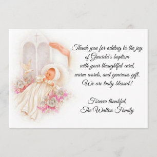 Taufe Baby Girl Pink Blume Vielen Dank Dankeskarte