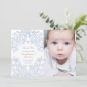 Taufe Baby Junge Dankeskarten Einladung (Stehend Vorderseite)