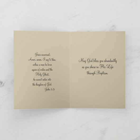 Taufe Baby-Segen mit Kreuz Karte (Innenseite)