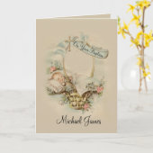 Taufe Baby-Segen mit Kreuz Karte (Gelbe Blume)