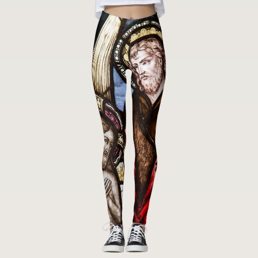 Taufe-beflecktes Glas-Kirchen-Fenster-Leggings Leggings (Vorderseite)