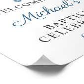 Taufe Begrüßung Blauer Hydrangea Bläschen Poster (Ecke)