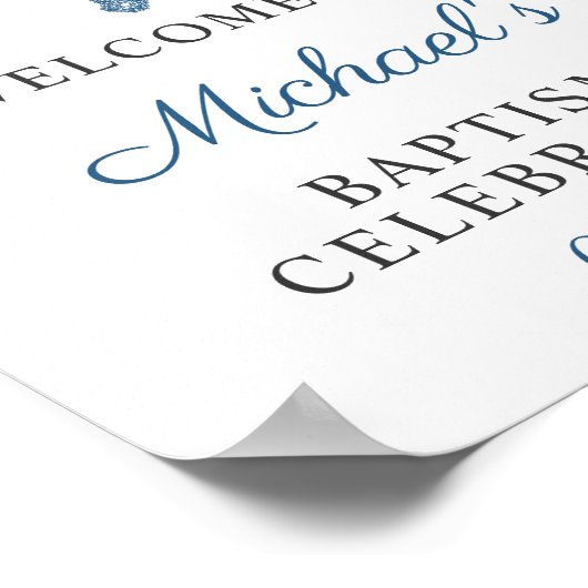 Taufe Begrüßung Blauer Hydrangea Bläschen Poster (Ecke)