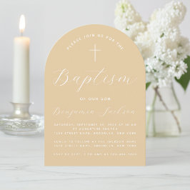 Taufe Beige Arch einfaches Skript Cross Light Brow Einladung