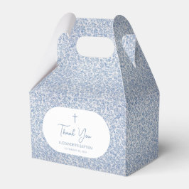 Taufe Blau Weiß Muster Schrift Junge Christening Geschenkschachtel