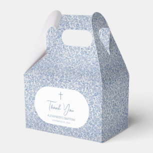 Taufe Blau Weiß Muster Schrift Junge Christening Geschenkschachtel