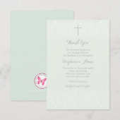 Taufe-blaue empfindliche Blumenopalspitze Dankeskarte (Vorne/Hinten)