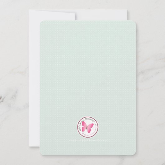 Taufe-blaue empfindliche Blumenopalspitze Einladung (Rückseite)