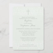 Taufe-blaue empfindliche Blumenopalspitze Einladung (Vorderseite)