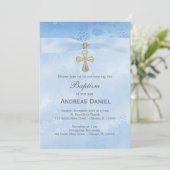 Taufe Blaue Rose Einladung (Stehend Vorderseite)