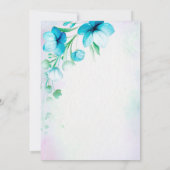 Taufe blauer aquamariner grüner Blume Taufen Einladung (Rückseite)