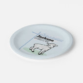 Taufe Blauer Junge Lamm, anpassbar Pappteller (Schrägansicht)