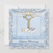 Taufe Blauer Kreuz Taufe Bibel Einladung (Vorderseite)