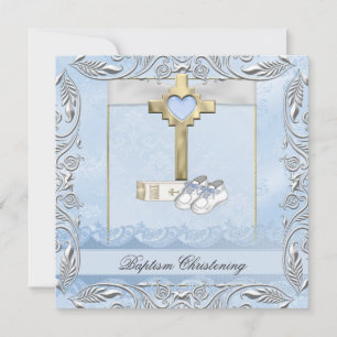 Taufe Blauer Kreuz Taufe Bibel Einladung