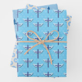 Taufe Blauer Taubenkreuz Liebe Geschenkpapier Set (Beispiel)