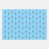 Taufe Blauer Taubenkreuz Liebe Geschenkpapier Set (Vorderseite)