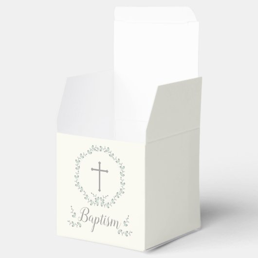 Taufe Blauer und Grüner Leaf Kranz Geschenkschachtel (Geöffnet)