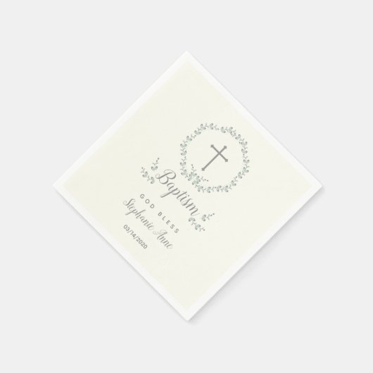 Taufe Blauer und Grüner Leaf Kranz Serviette (Ecke)