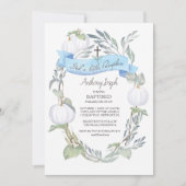 Taufe Blauer und Weiße Pumpkins Boy Fall Einladung (Vorderseite)